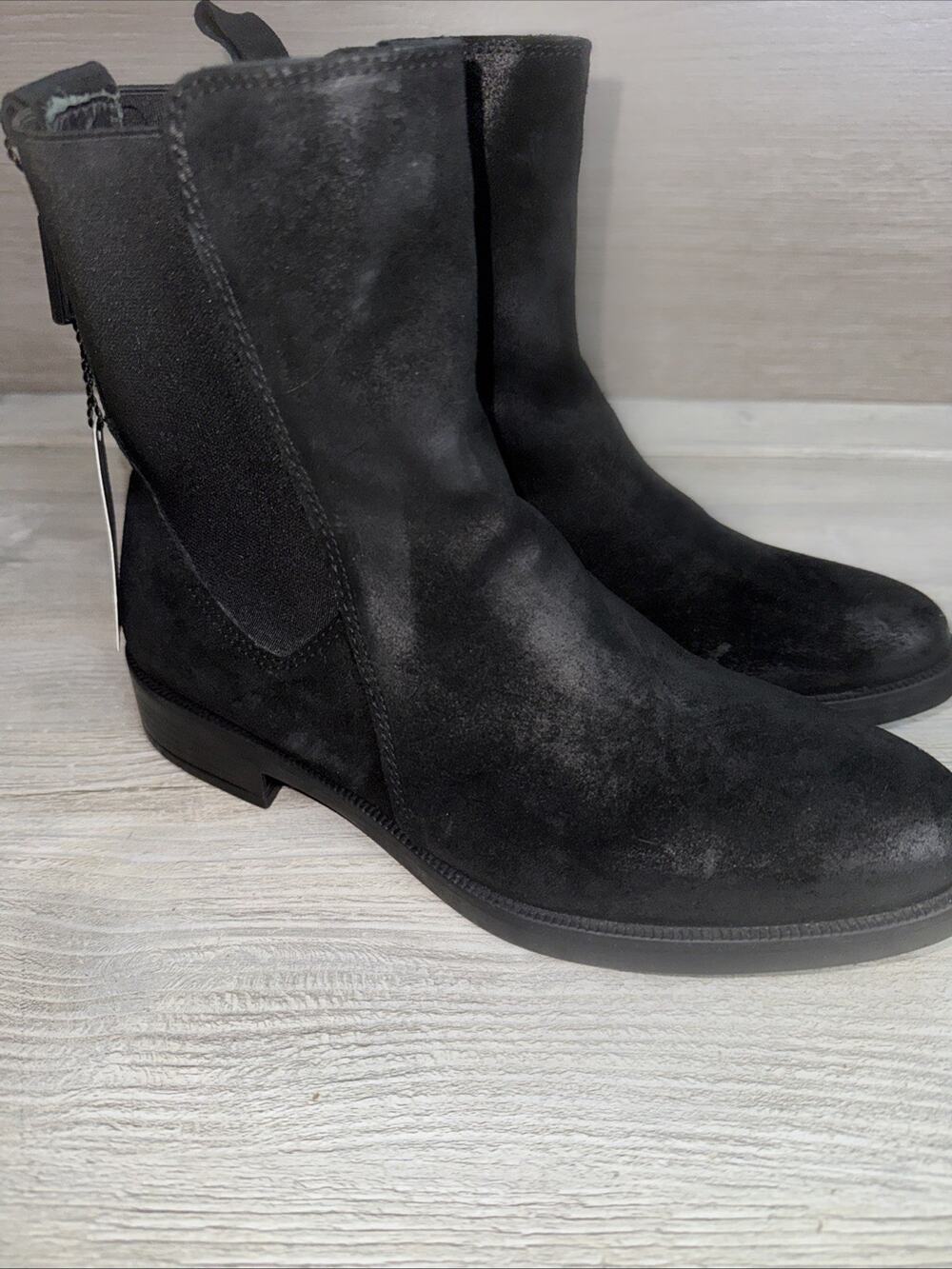 EMANUELE CRASTO Women Black Suede Chelsea Boots Made in Italy Modern Size 8/39